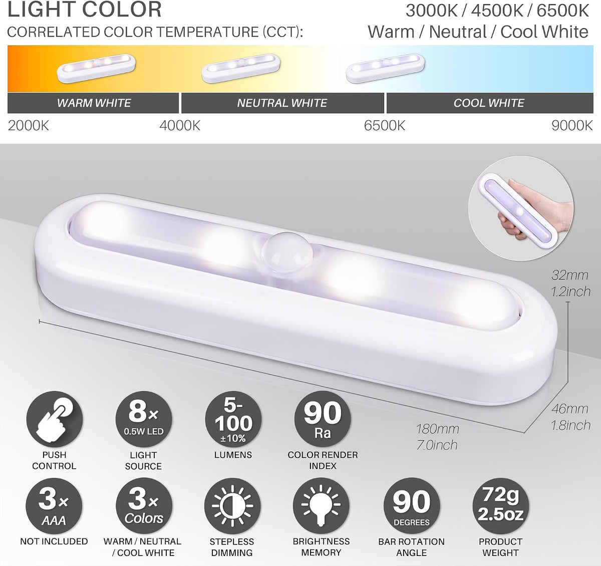 💡 Motion Sensor Cabinet Light – Battery Operated, Wireless & Easy to Install 🔋
